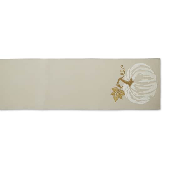 DII® 70" White Pumpkin Embroidered Table Runner